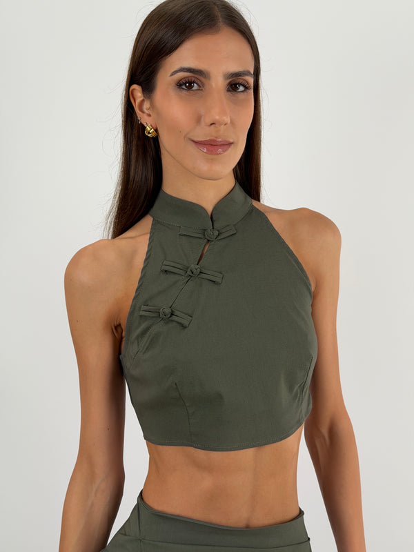 Top Mandarin Verde Militare Lumina