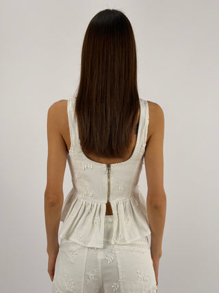 Top con Ricami Bianco Lumina