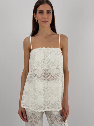 Top in Pizzo Panna Lumina