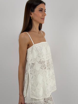 Top in Pizzo Panna Lumina