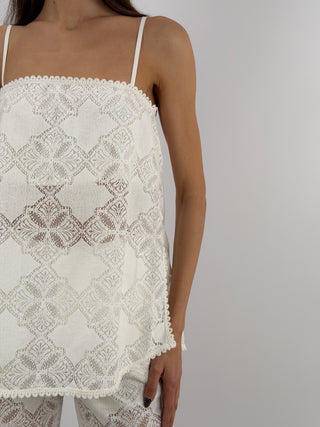 Top in Pizzo Panna Lumina