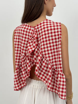 Top Canotta Vichy Rossa