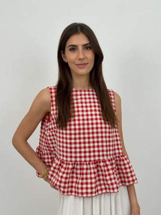 Top Canotta Vichy Rossa