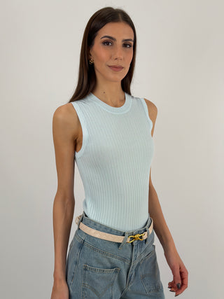 Canotta a Costine Azzurro Pastello