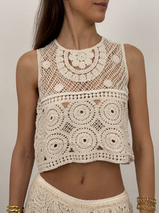 Top in Crochet Sunny Beige