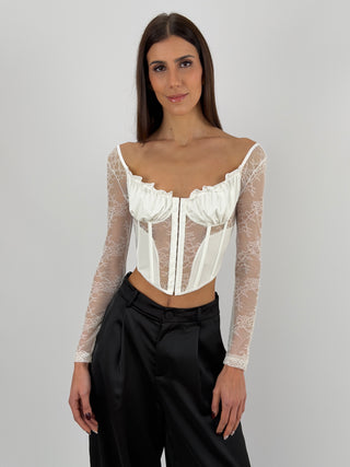 Top Corsetto in Pizzo Bianco
