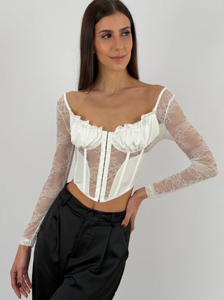 Top Corsetto in Pizzo Bianco
