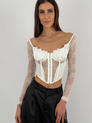 Top Corsetto in Pizzo Bianco
