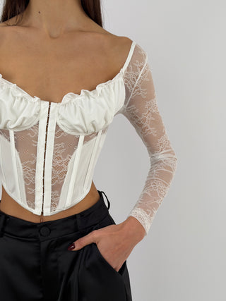 Top Corsetto in Pizzo Bianco