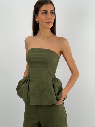 Top a Fascia con Balza Verde Militare Lumina