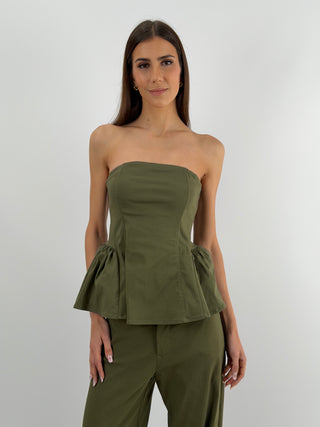 Top a Fascia con Balza Verde Militare Lumina