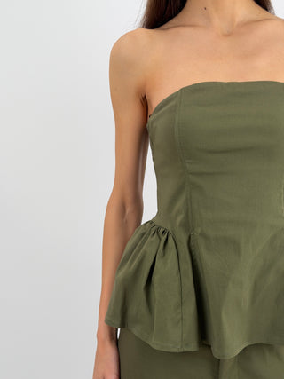 Top a Fascia con Balza Verde Militare Lumina