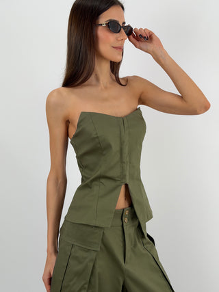 Top Corsetto Strutturato Verde Militare Lumina