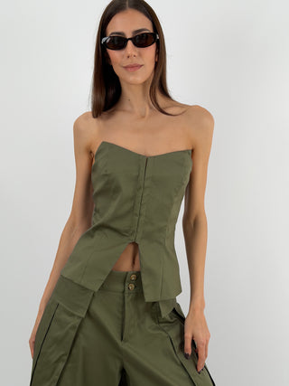 Top Corsetto Strutturato Verde Militare Lumina