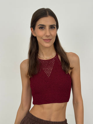 Top Crochet Soleil Bordeaux