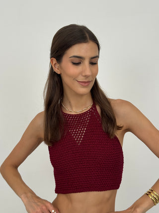 Top Crochet Soleil Bordeaux