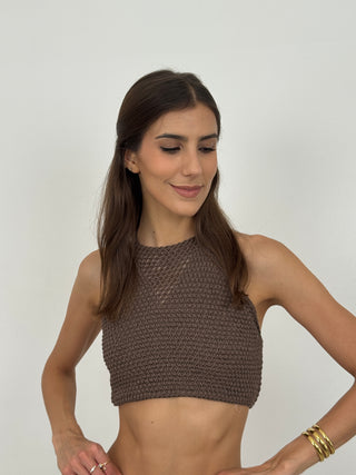 Top Crochet Soleil Marrone