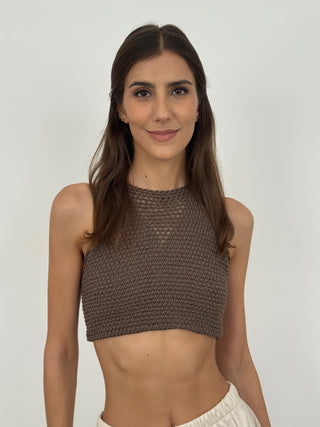 Top Crochet Soleil Marrone