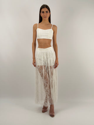 Set Top e Gonna Lunga in Pizzo Bianco Lumina