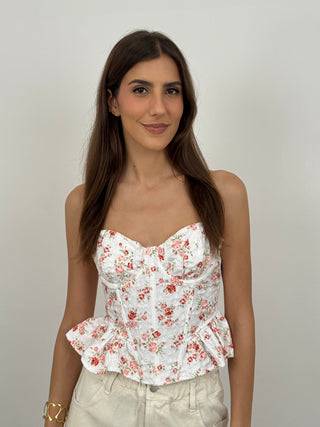 Top con Rose Valentine Bianco