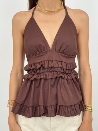 Top con Balza Marrone