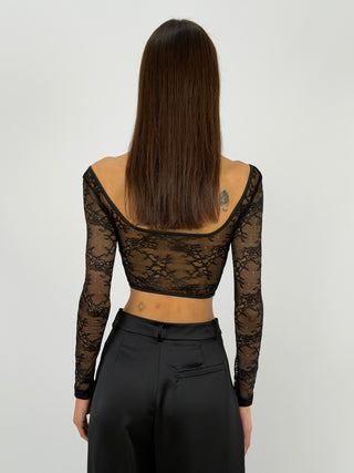 Top Corsetto in Pizzo Nero