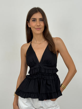Top con Balza Nero