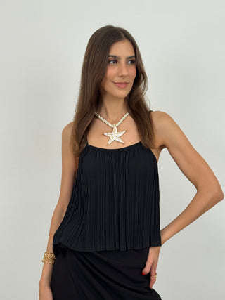 Top Plissettato Nero