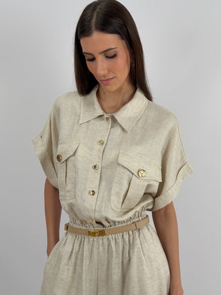 Jumpsuit con Tasche Beige Lumina