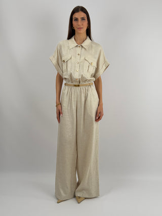 Jumpsuit con Tasche Beige Lumina