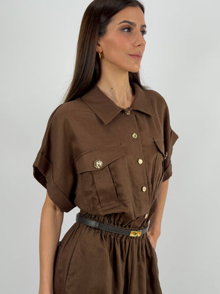 Jumpsuit con Tasche Marrone Lumina