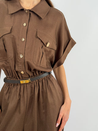 Jumpsuit con Tasche Marrone Lumina