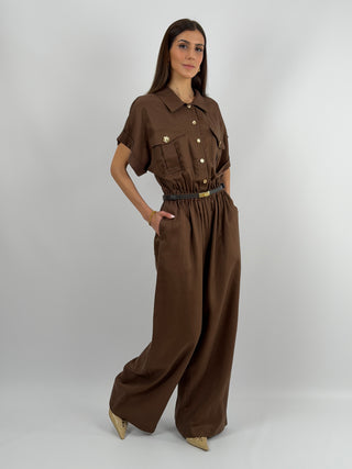 Jumpsuit con Tasche Marrone Lumina