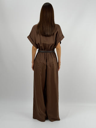 Jumpsuit con Tasche Marrone Lumina