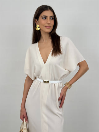 Abito con Scollo a V Classy Bianco