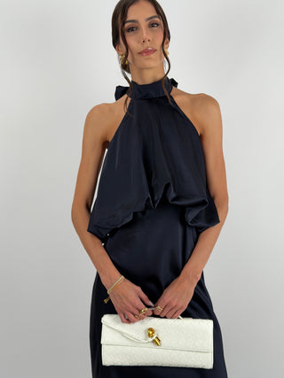 Abito Satin con Top a Balza Blu