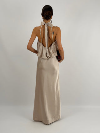 Abito Satin con Top a Balza Champagne
