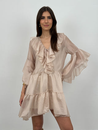 Abito Corto con Volant Bel Air Beige