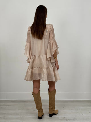 Abito Corto con Volant Bel Air Beige