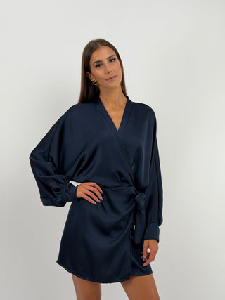 Abito Satin a Portafoglio Blu