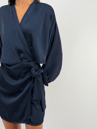 Abito Satin a Portafoglio Blu
