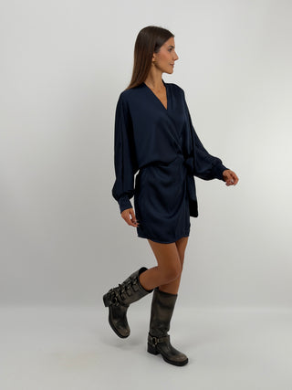 Abito Satin a Portafoglio Blu
