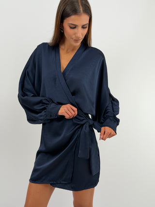 Abito Satin a Portafoglio Blu