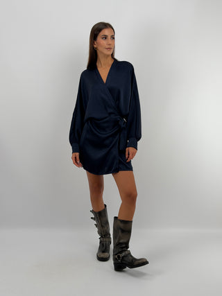 Abito Satin a Portafoglio Blu
