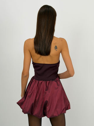 Abito Halter a Palloncino Bordeaux