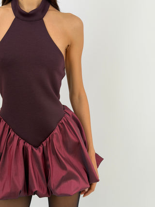 Abito Halter a Palloncino Bordeaux