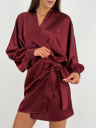 Abito Satin a Portafoglio Bordeaux