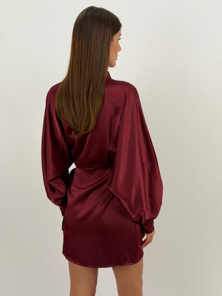 Abito Satin a Portafoglio Bordeaux