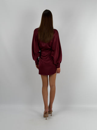 Abito Satin a Portafoglio Bordeaux