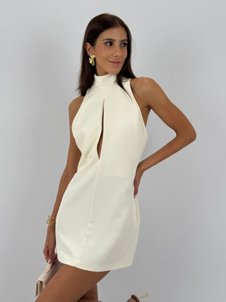 Abito Corto Halter Lumina Crema